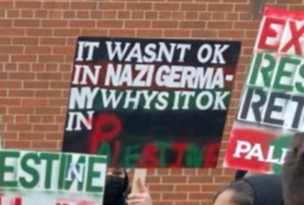 Antisemitic sign at anti-Israel protest